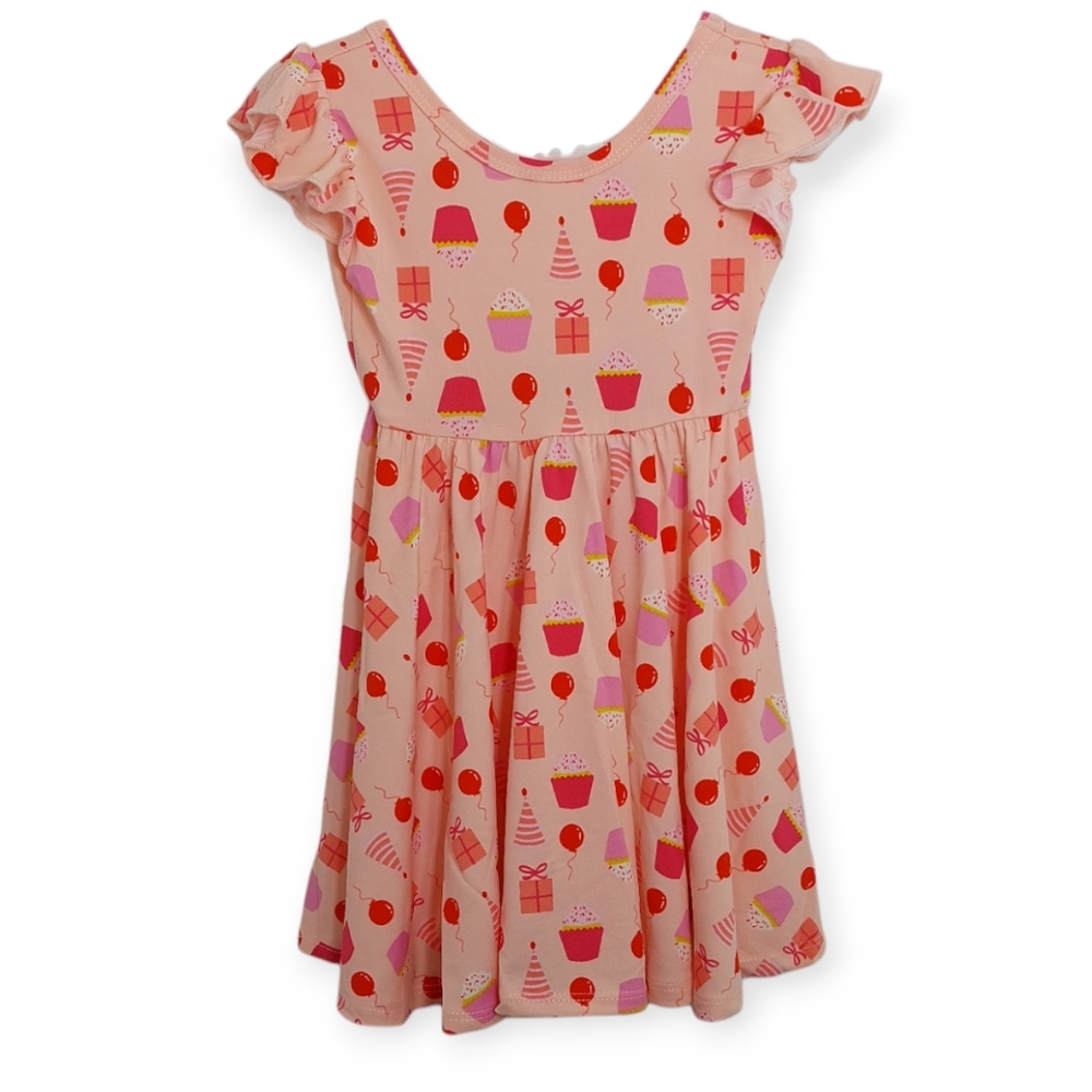Dot Dot Smile Little Girls Size 2T Pink Cup Cakes Dress Balloon Presents Toddler